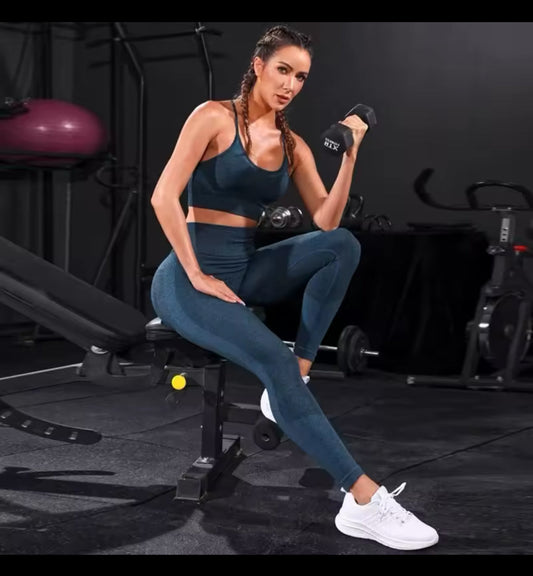 2 Pieces Women's Tracksuit Seamless Yoga Set Workout Sportswear Gym Clothing High Waist Leggings Fitness Sports Suits