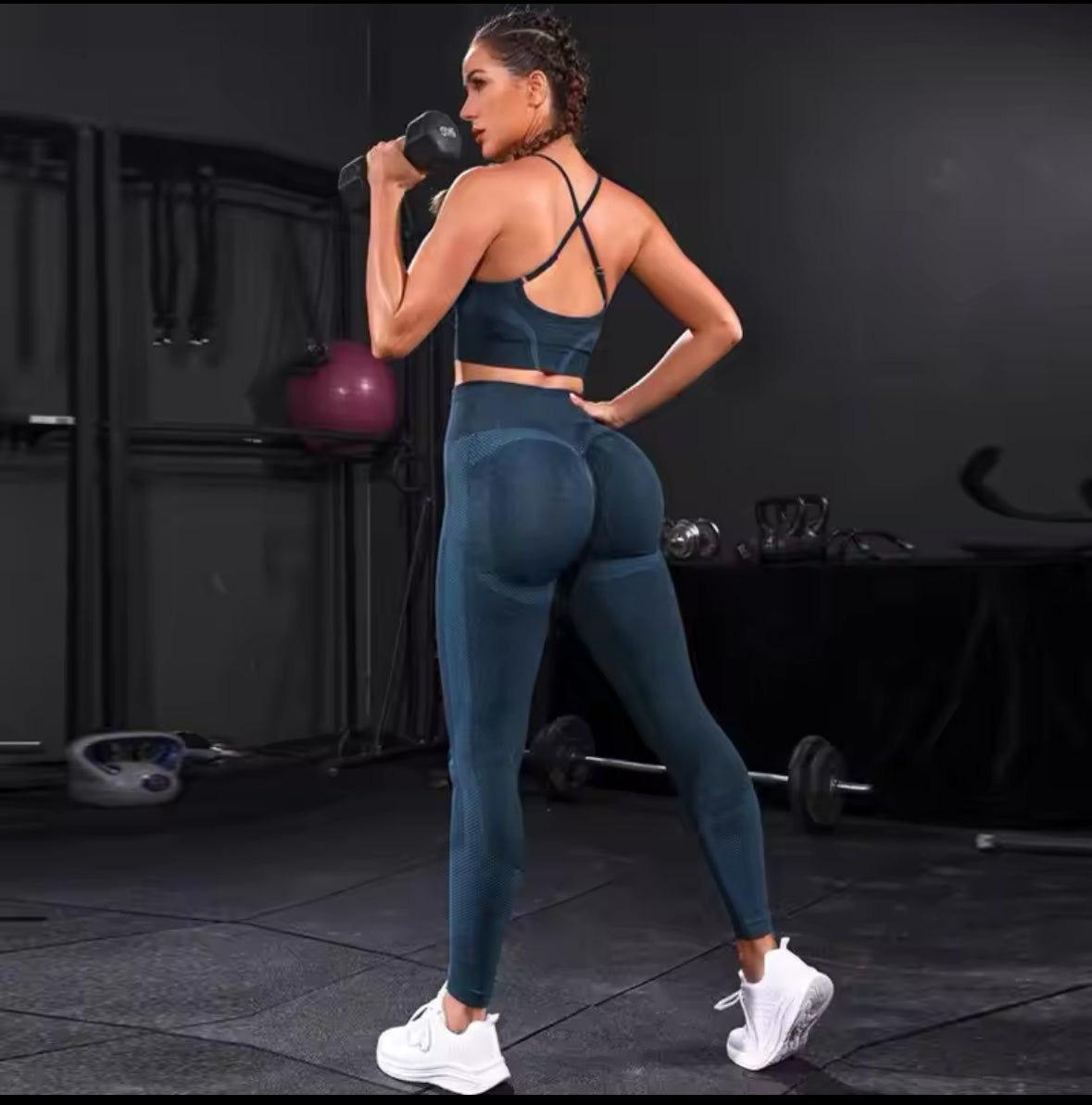 2 Pieces Women's Tracksuit Seamless Yoga Set Workout Sportswear Gym Clothing High Waist Leggings Fitness Sports Suits