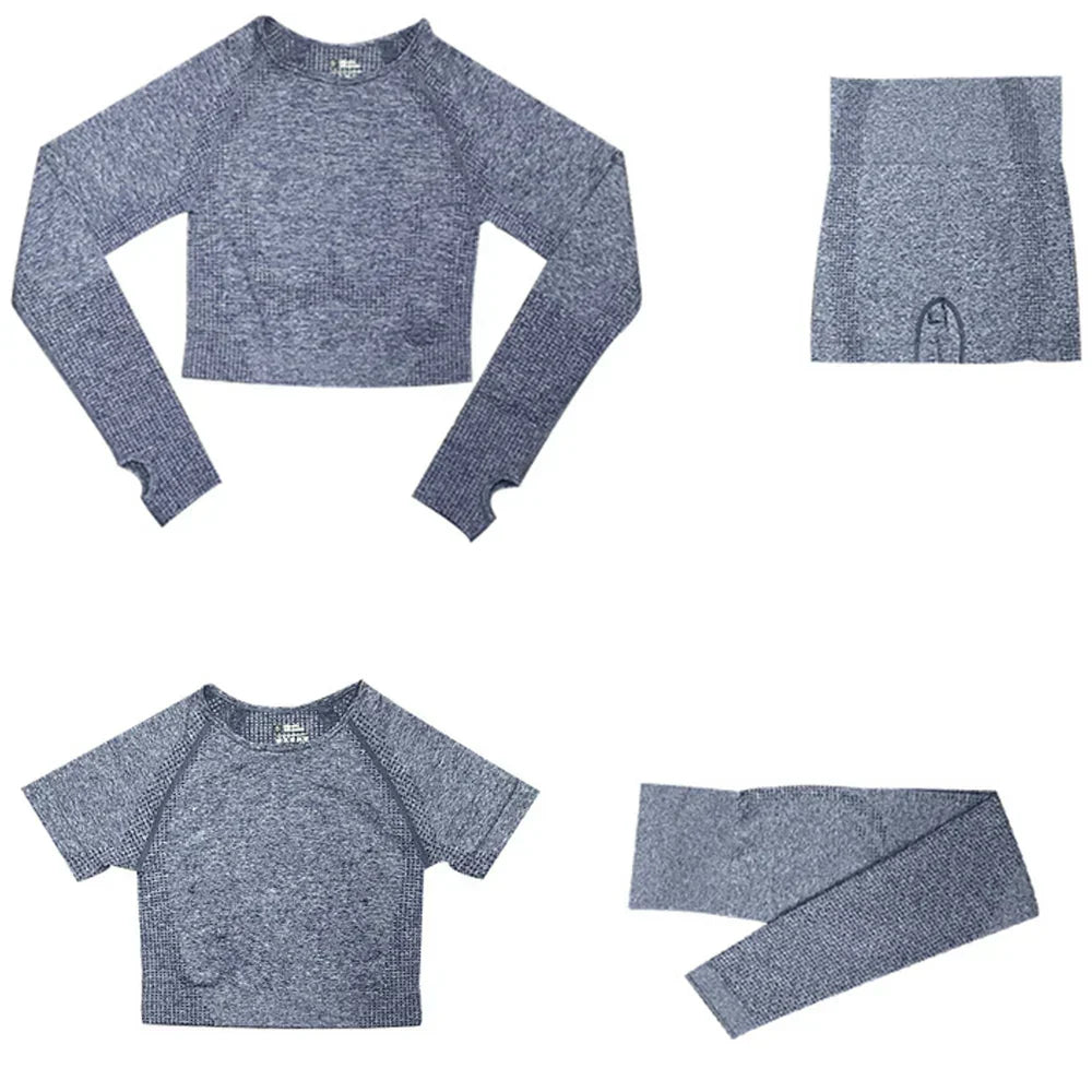 Long Sleeve Crop Top Sports Suit