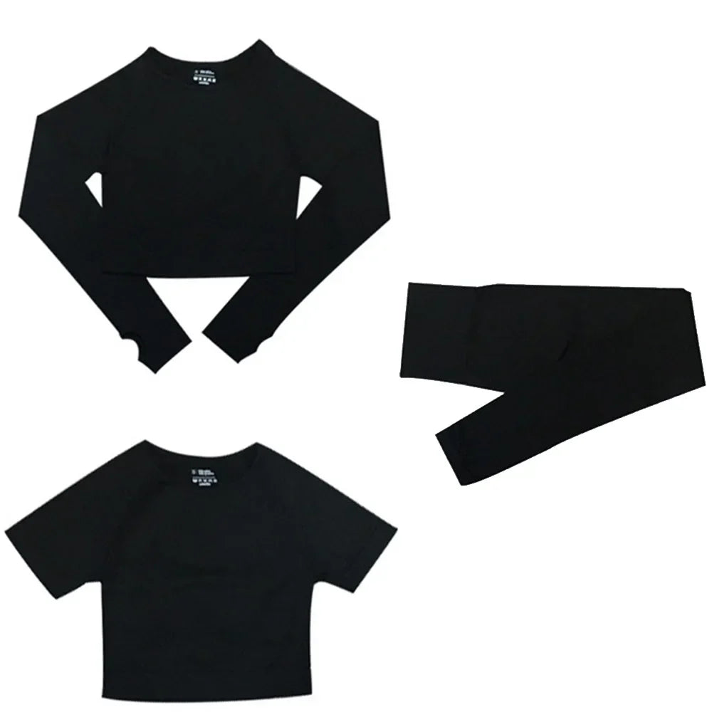 Long Sleeve Crop Top Sports Suit