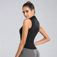 Women Sport Tops Zipper Sleeveless Yoga Shirt Girls Quick Dry Running Vest Elastic Slimming Sportwear Gym Workout Tank Top Woman