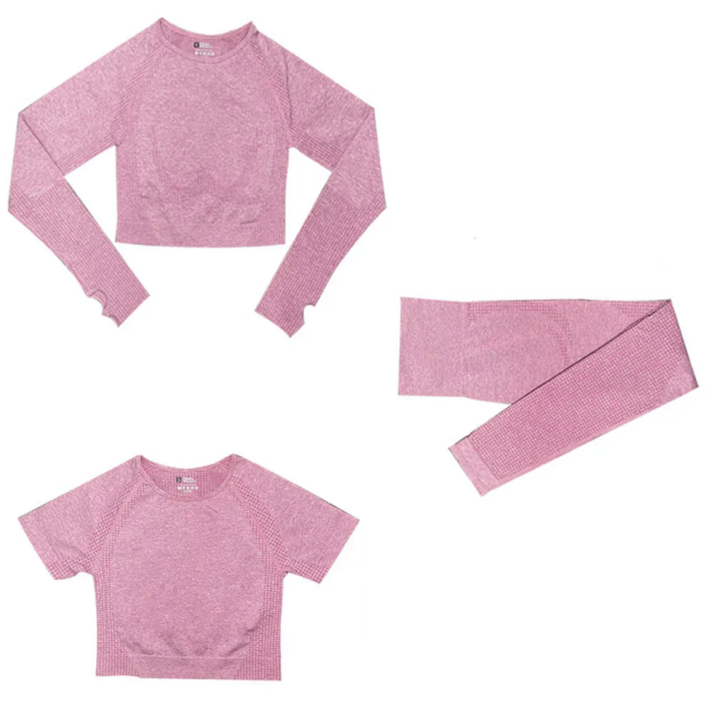 Long Sleeve Crop Top Sports Suit