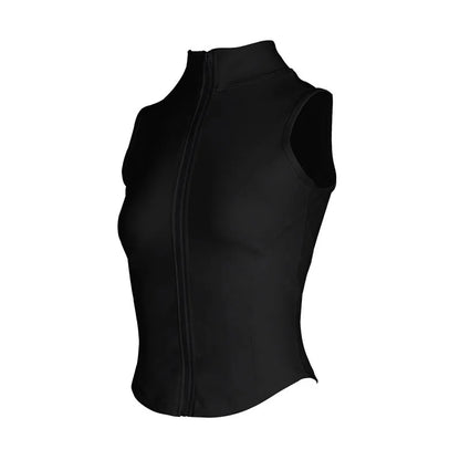 Women Sport Tops Zipper Sleeveless Yoga Shirt Girls Quick Dry Running Vest Elastic Slimming Sportwear Gym Workout Tank Top Woman