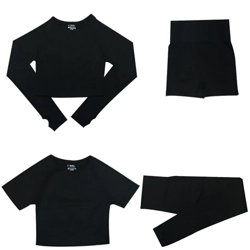 Long Sleeve Crop Top Sports Suit