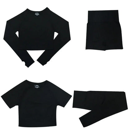 Long Sleeve Crop Top Sports Suit