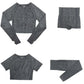Long Sleeve Crop Top Sports Suit