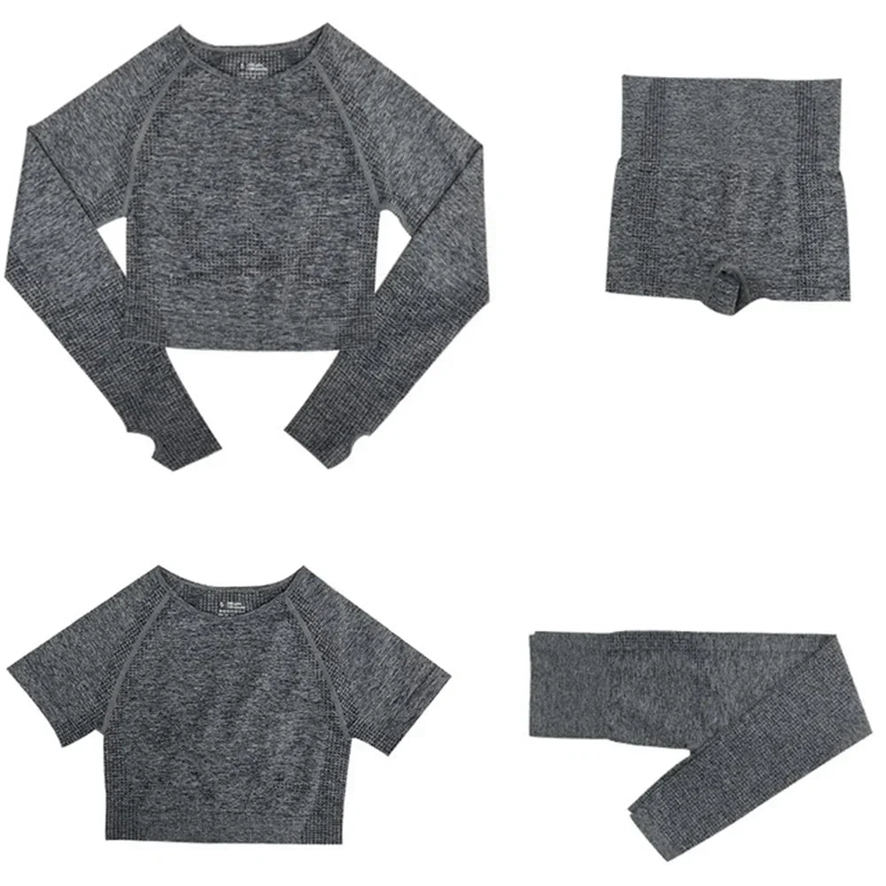 Long Sleeve Crop Top Sports Suit