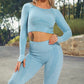 Long Sleeve Crop Top Sports Suit