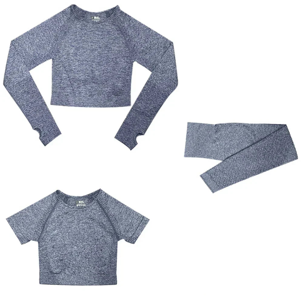 Long Sleeve Crop Top Sports Suit