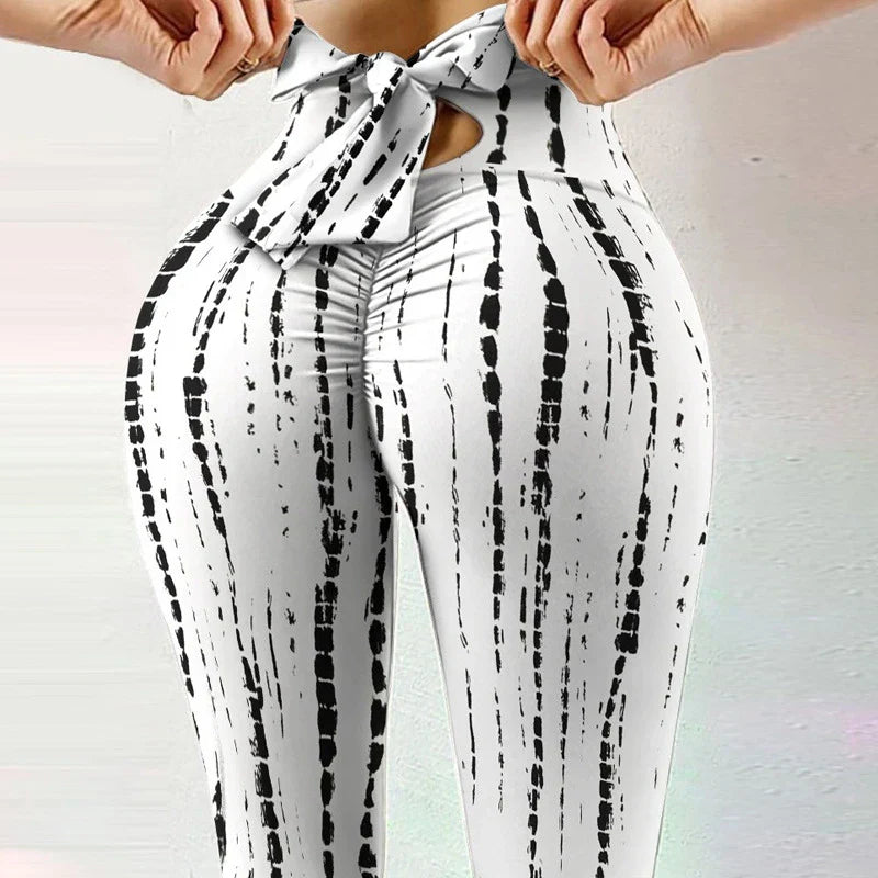 Yoga Pants Bow Tie Women Leggings Tights High Waist