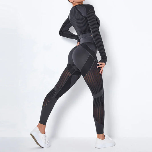 Long Sleeve Crop Top High Waist Legging