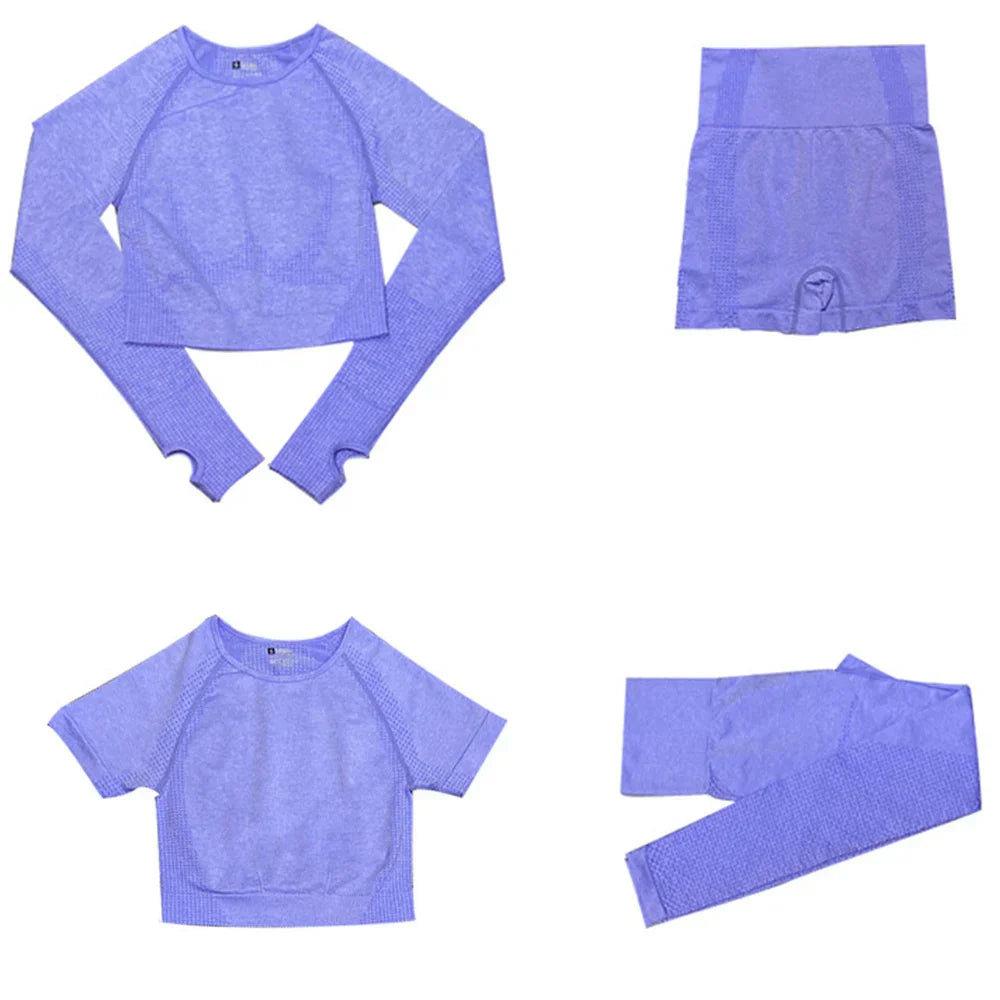 Long Sleeve Crop Top Sports Suit