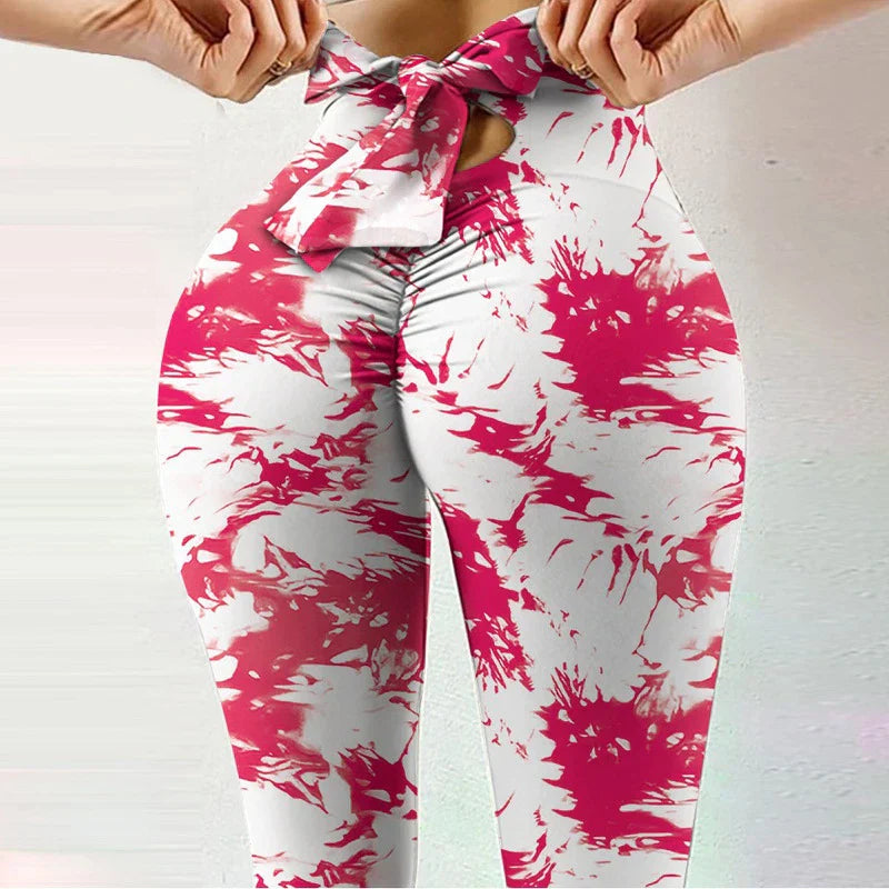 Yoga Pants Bow Tie Women Leggings Tights High Waist