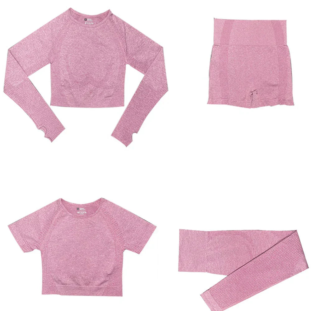 Long Sleeve Crop Top Sports Suit