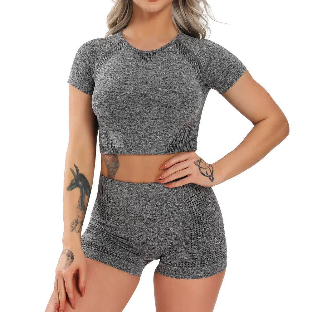Long Sleeve Crop Top Sports Suit