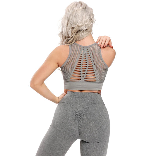 Hollow Crop Top High Waist Sports Leggings Set