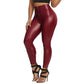 High Waist Zipper PU Leather Yoga Pants