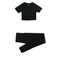 Long Sleeve Crop Top Sports Suit