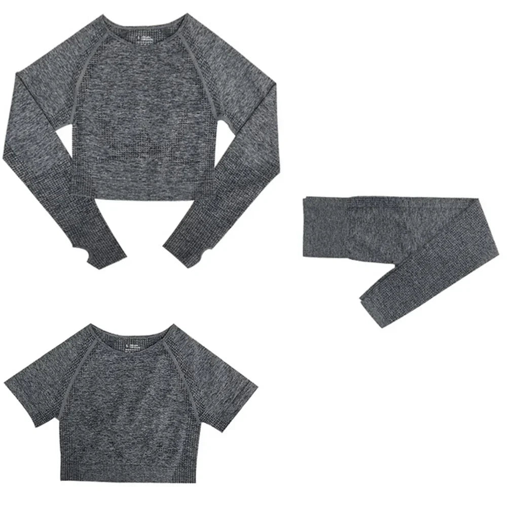 Long Sleeve Crop Top Sports Suit