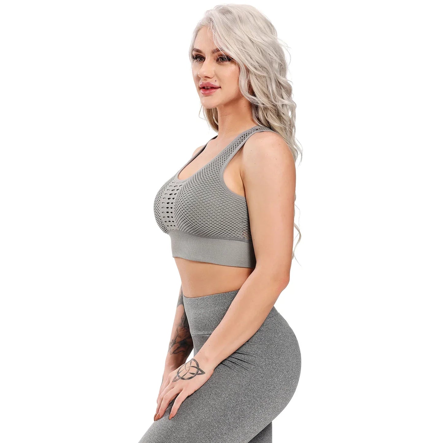 Hollow Crop Top High Waist Sports Leggings Set