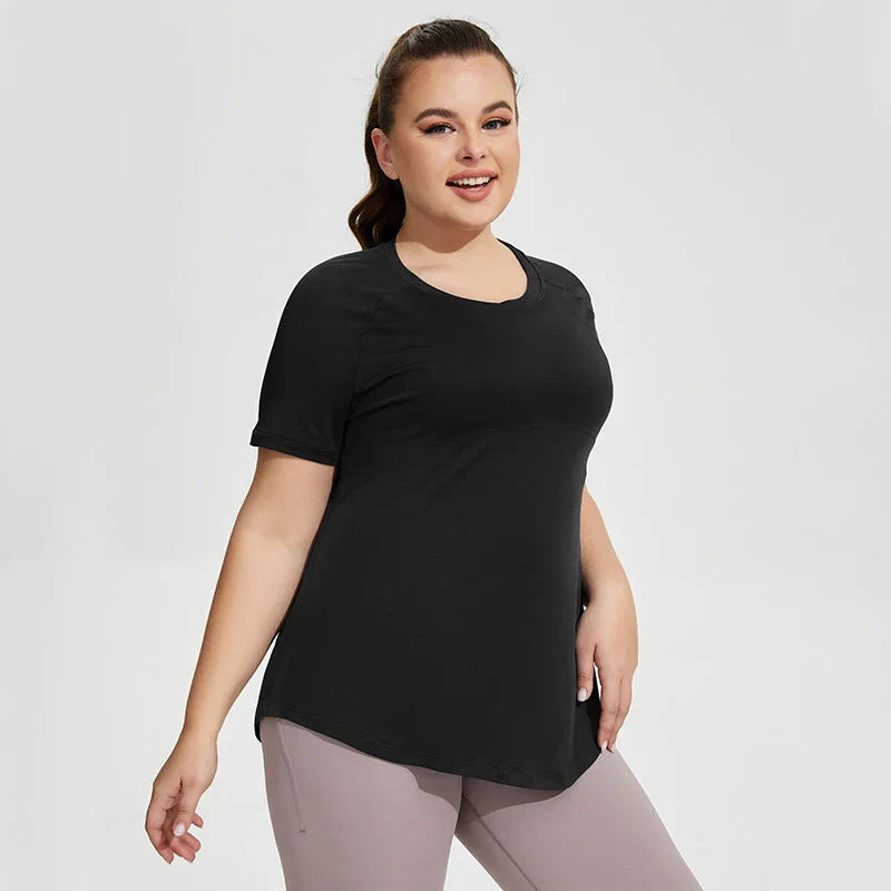 Oversized Long Hip Covering Women Yoga T-shirt Mesh Back Breathable Short Sleeve Running Fitness Top Running Shirts Sportswear