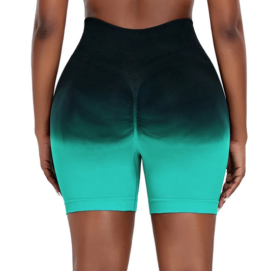 Seamless Gradient Yoga Shorts for Fitness