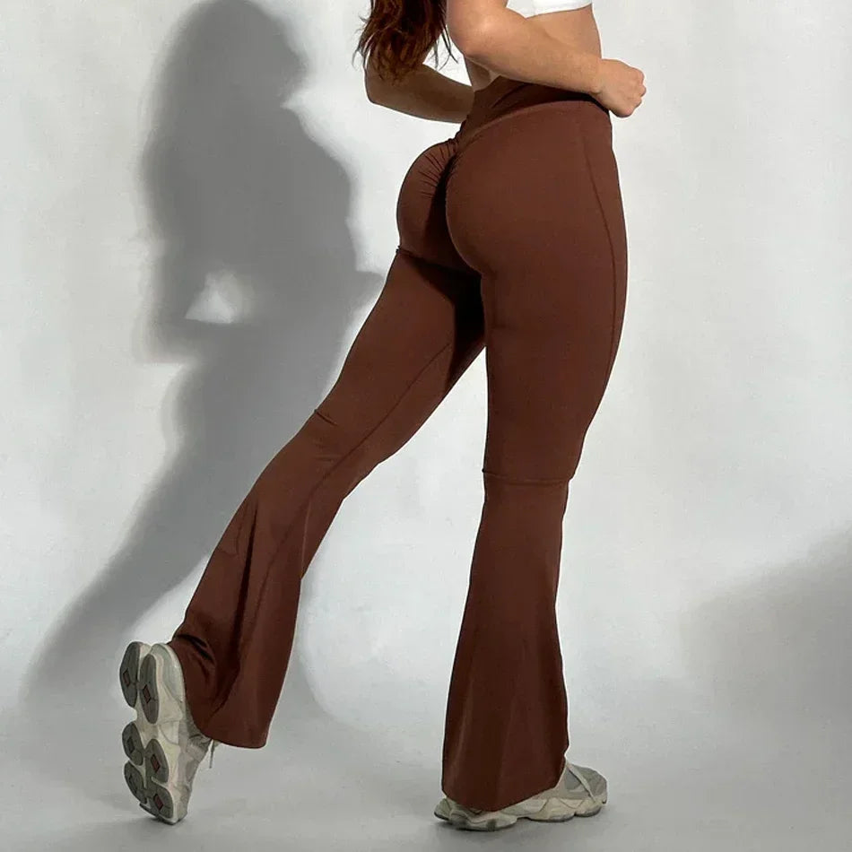 Butt Lifting Flare Scrunch Butt Leggings for Women Tummy Control Wide Leg Flared Yoga Pants