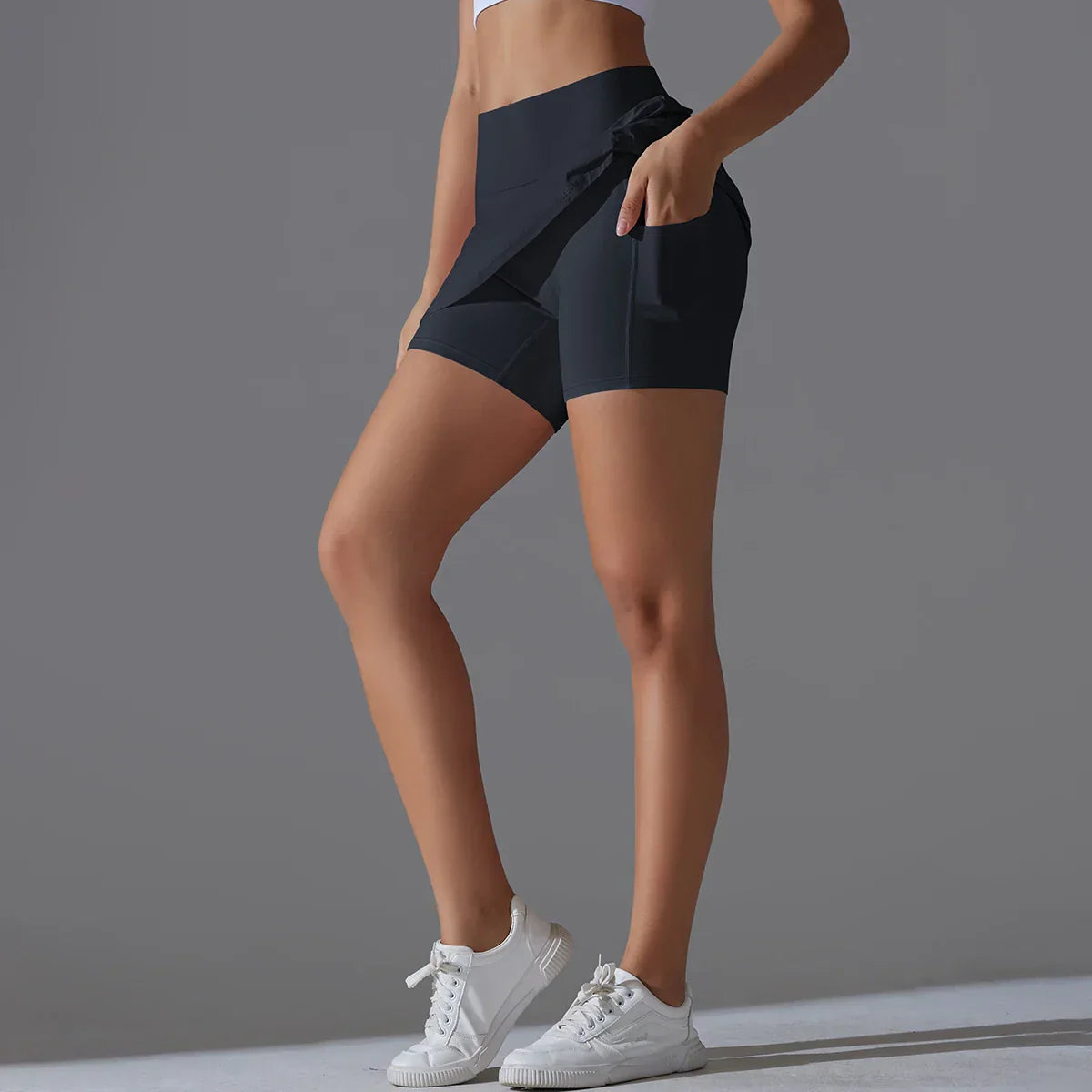 Yoga Skirt Badminton Tennis Skirt High Waist Breathable Sweat Skirt Quick Dry Elasticity Double Layer Yoga Skirt Inside Legging