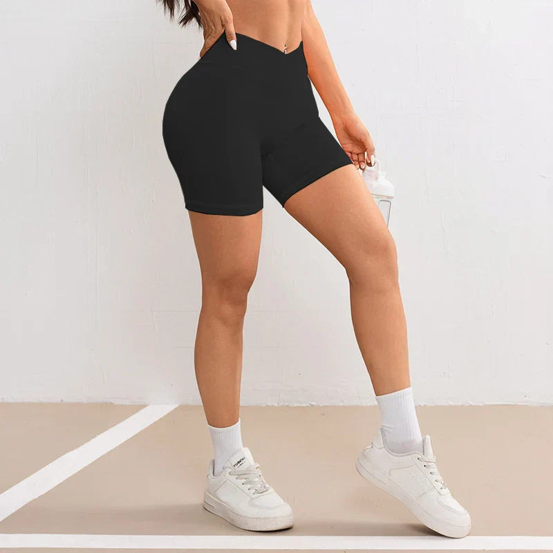 Women V Cross Waist Yoga Shorts 3.5 Workout Shorts Running Fitness Sports Shorts
