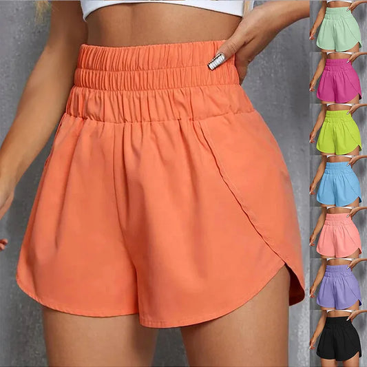 Women Running Shorts Ladies Shorts High Waist Elastic Push Up