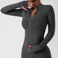 Women Zipper Jacket Yoga T-shirts Solid Sports Top Long Sleeve Crop Tops Running Shirts Sexy Quick Dry Fitness Gym Sport Wear