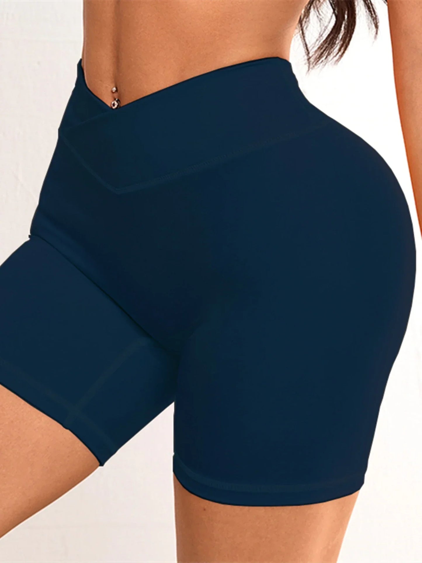 Women V Cross Waist Yoga Shorts 3.5 Workout Shorts Running Fitness Sports Shorts