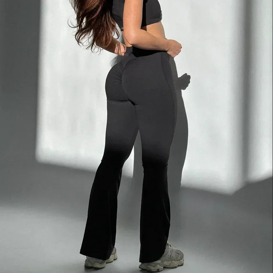 Butt Lifting Flare Scrunch Butt Leggings for Women Tummy Control Wide Leg Flared Yoga Pants