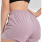 Women's Elastic Sports Shorts, Shorts With Pockets, Fake Two-Piece Yoga Leggings Running And Training