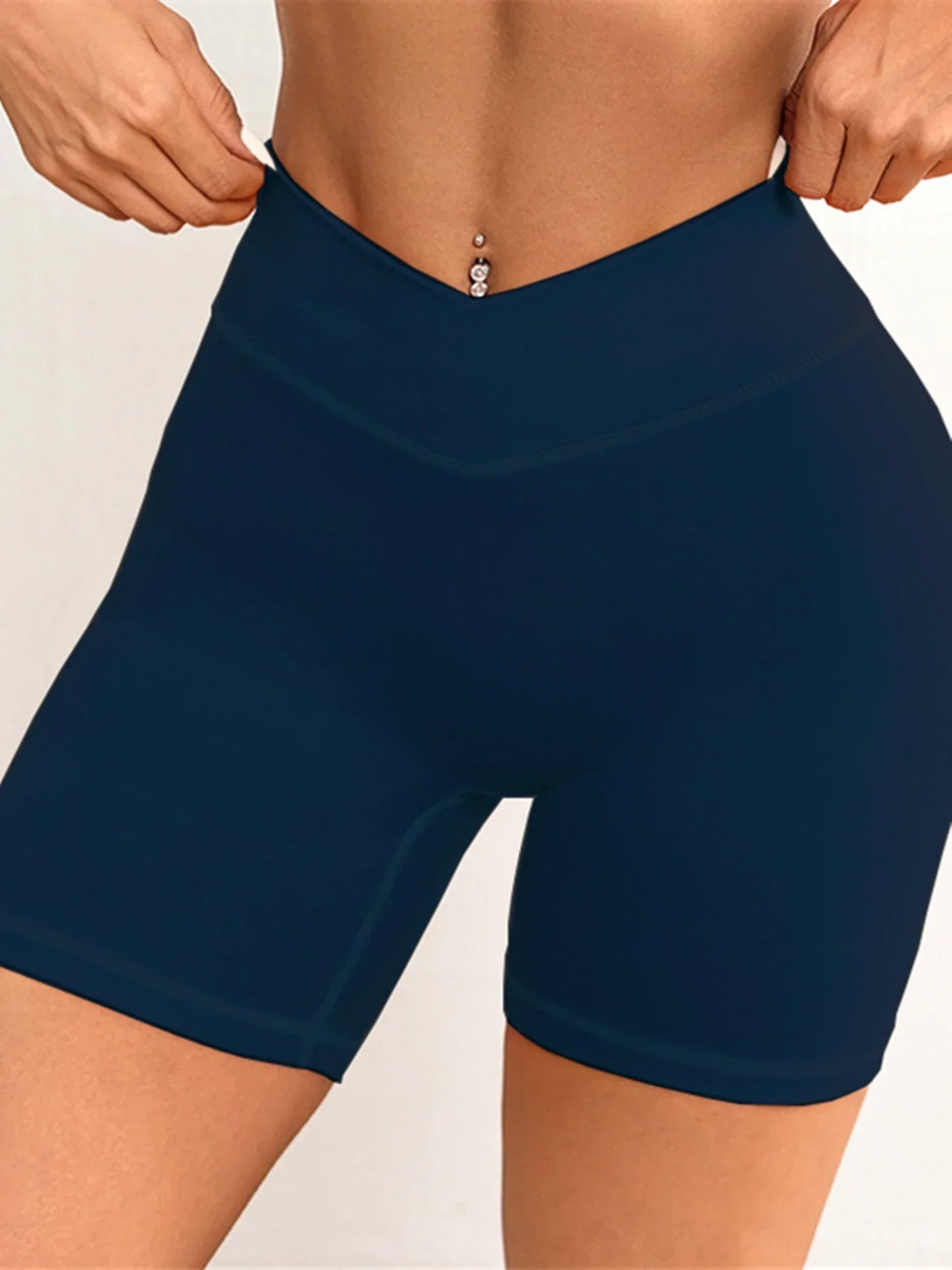 Women V Cross Waist Yoga Shorts 3.5 Workout Shorts Running Fitness Sports Shorts