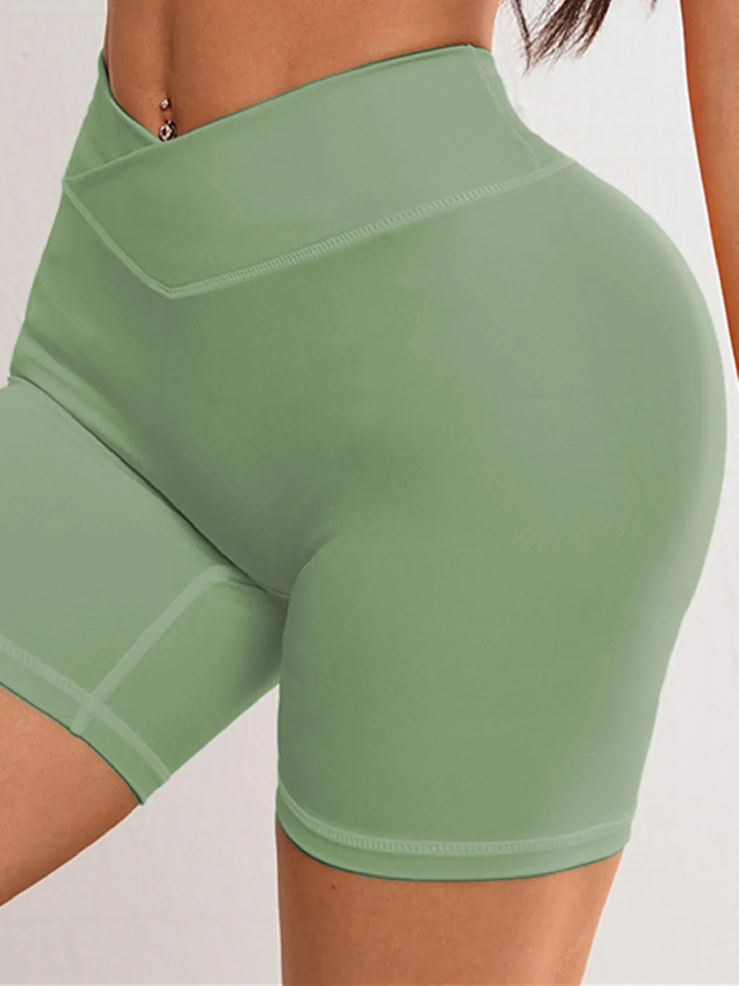 Women V Cross Waist Yoga Shorts 3.5 Workout Shorts Running Fitness Sports Shorts