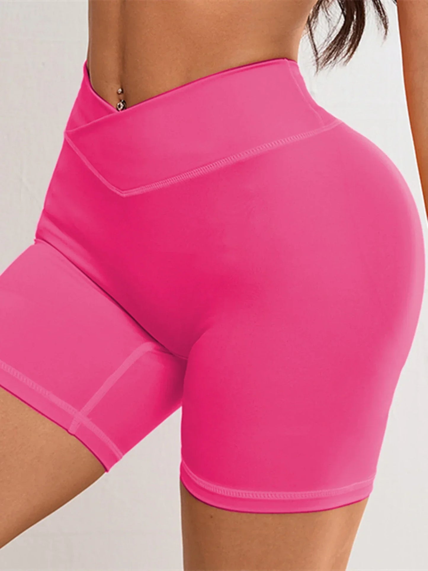 Women V Cross Waist Yoga Shorts 3.5 Workout Shorts Running Fitness Sports Shorts