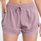 Women's Elastic Sports Shorts, Shorts With Pockets, Fake Two-Piece Yoga Leggings Running And Training