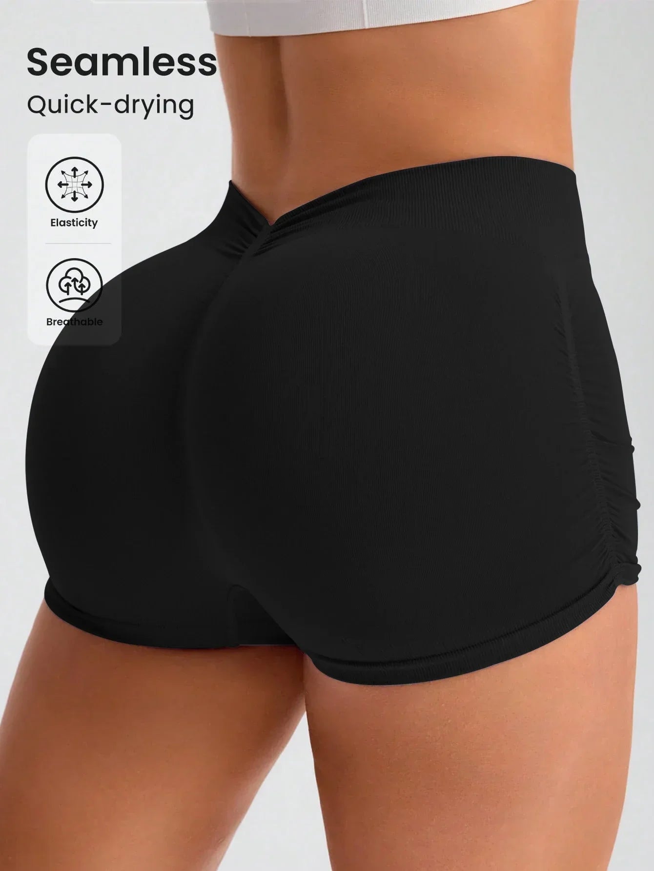 3 Piece Workout Shorts Womens Seamless High Waist Butt Lifting Scrunch Yoga Gym Shorts