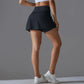 Yoga Skirt Badminton Tennis Skirt High Waist Breathable Sweat Skirt Quick Dry Elasticity Double Layer Yoga Skirt Inside Legging