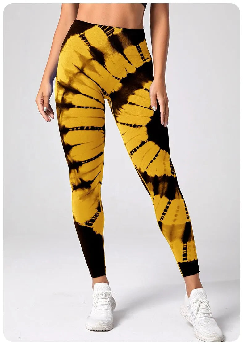 Seamless Leggings for Women Fitness Yoga Pants High Waist Tie Dye Legging Workout Scrunch Butt Lifting Sports Gym Tights Woman