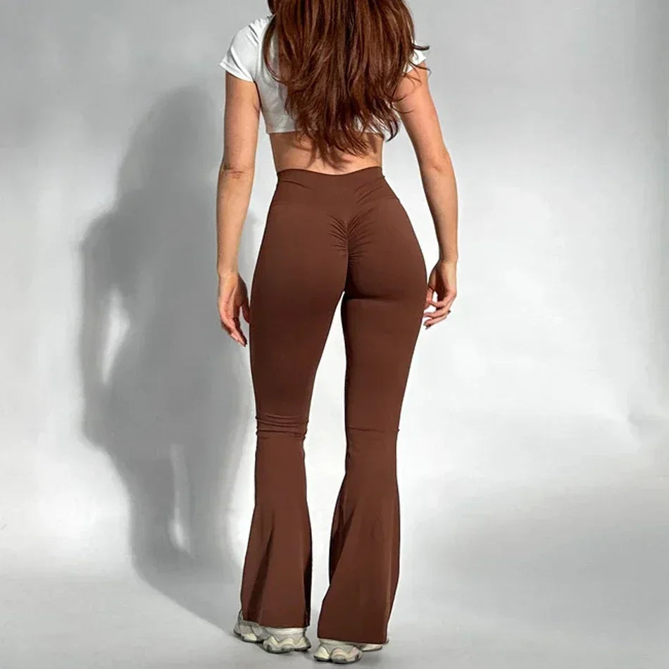 Butt Lifting Flare Scrunch Butt Leggings for Women Tummy Control Wide Leg Flared Yoga Pants