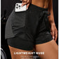 Women's Elastic Sports Shorts, Shorts With Pockets, Fake Two-Piece Yoga Leggings Running And Training