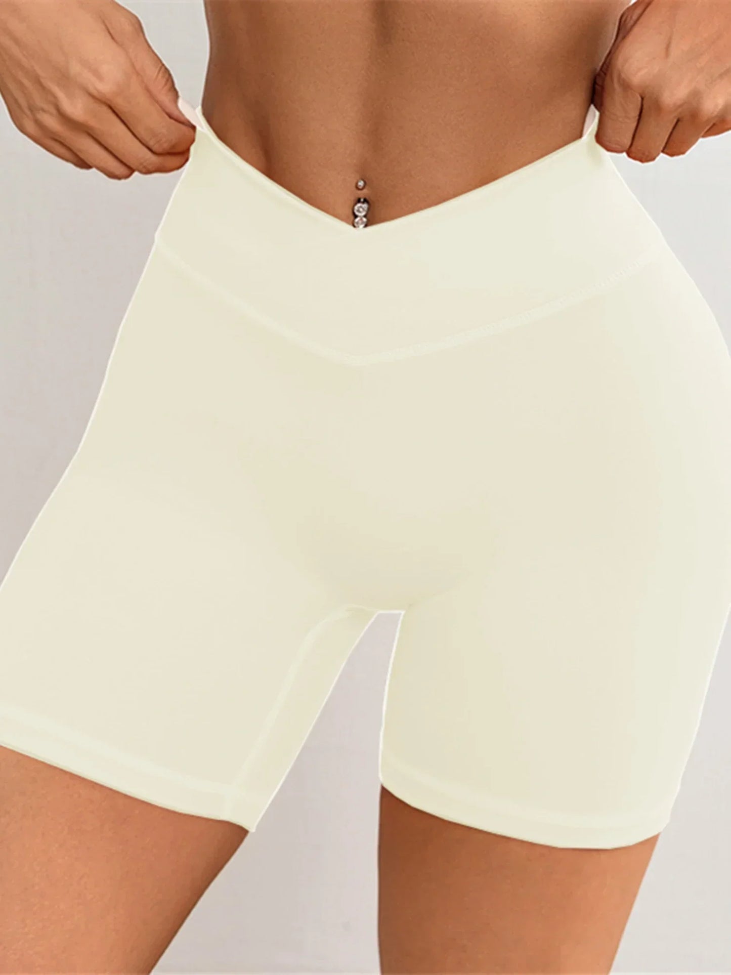 Women V Cross Waist Yoga Shorts 3.5 Workout Shorts Running Fitness Sports Shorts
