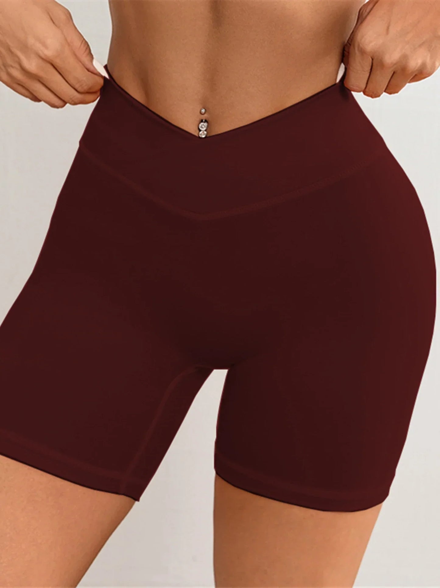 Women V Cross Waist Yoga Shorts 3.5 Workout Shorts Running Fitness Sports Shorts