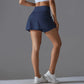 Yoga Skirt Badminton Tennis Skirt High Waist Breathable Sweat Skirt Quick Dry Elasticity Double Layer Yoga Skirt Inside Legging