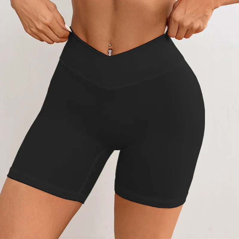 Women V Cross Waist Yoga Shorts 3.5 Workout Shorts Running Fitness Sports Shorts