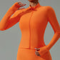 Women Zip Yoga Jacket Outdoor Running Sports Jacket Gym Push Up Fitness Long Sleeved Jacket Quick Drying Thumb Button Yoga Top