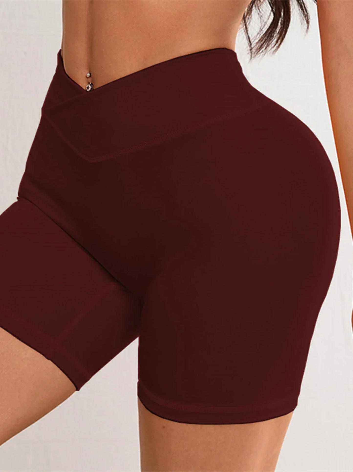 Women V Cross Waist Yoga Shorts 3.5 Workout Shorts Running Fitness Sports Shorts