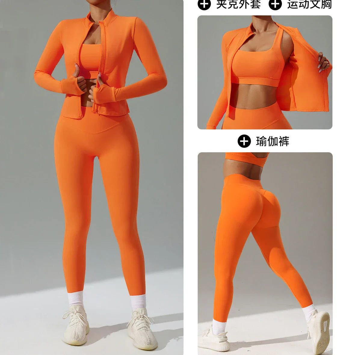 Women Zip Yoga Jacket Outdoor Running Sports Jacket Gym Push Up Fitness Long Sleeved Jacket Quick Drying Thumb Button Yoga Top